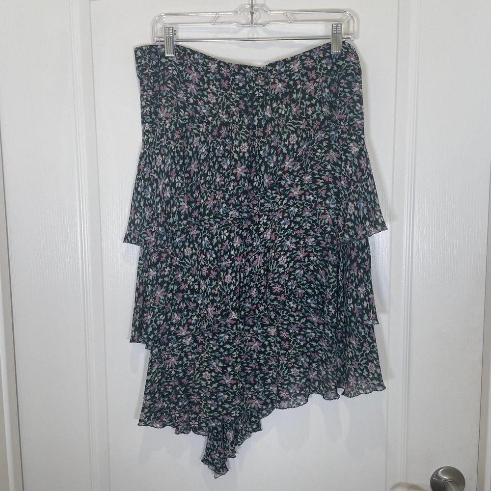 Isabel Marant Etoile Skirt Blueblu Floral Tiered Ruffle Asymmetrical Chiffon 10 - Picture 5 of 5